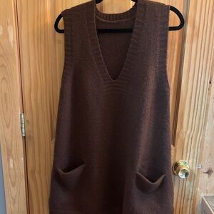 Elegant Brown V-Neck Sweater Vest